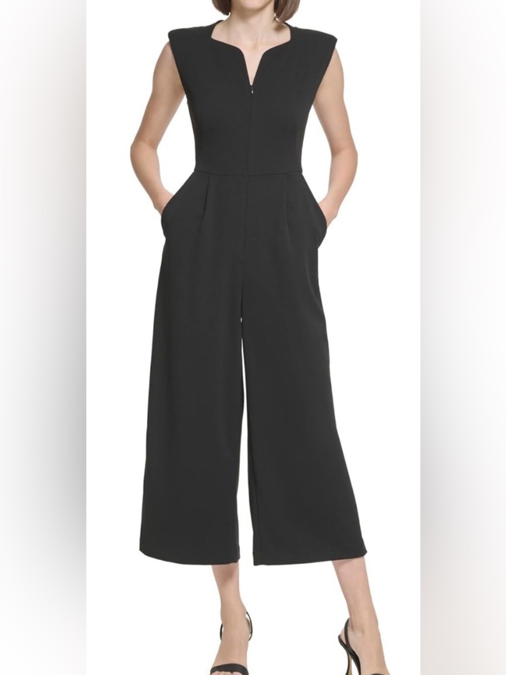 Calvin Klein Scuba Crepe Jumpsuit with Zipper